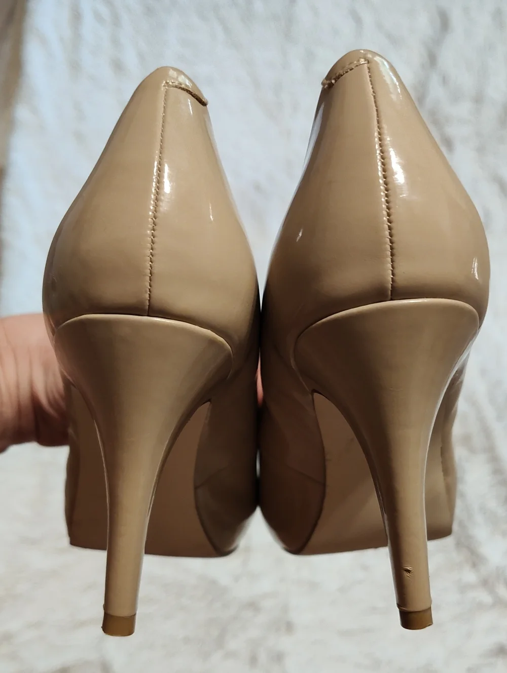 Madden Girl Getta Platform Pumps Nude Faux Patent Leather Dressy Heels Size 8½
